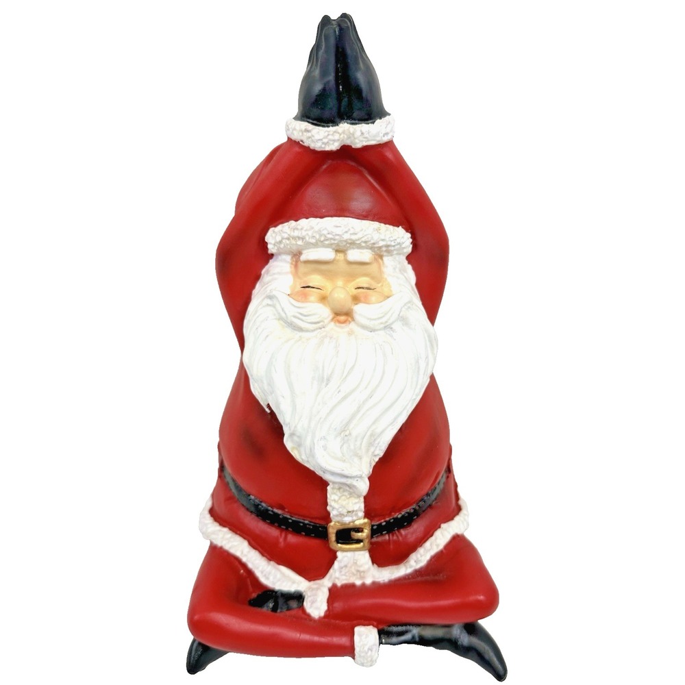 Santa Claus Yoga Sitting Pose Resin Figurine Christmas Holiday Decor